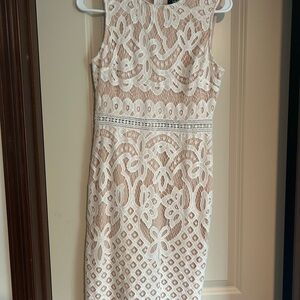 Lulu's White Sheath Midi Dress Sleeveless Crew Neck